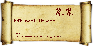 Ménesi Nanett névjegykártya